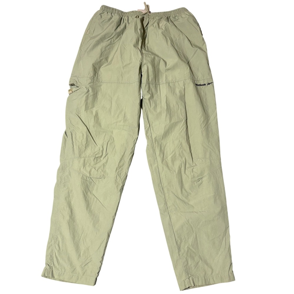 Vintage Reebok Track Pants Mens XL Sage Green Nylon Ripstop Windbreaker